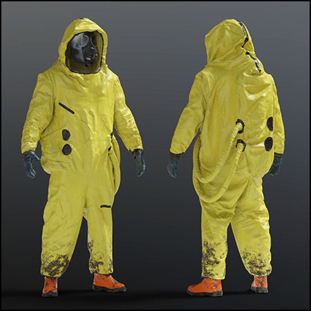 HAZMAT NBC带防毒面具生化防护服套装素材之家精选3D模型