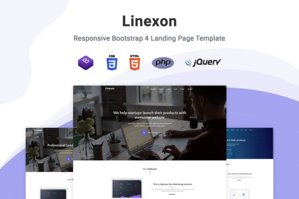 Bootstrap框架多用途网站着陆页设计HTML模板素材库精选 Linexon – Bootstrap 4 Landing Page Template