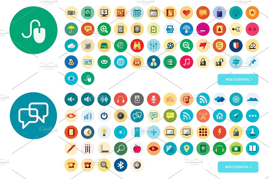 手绘插画图案扁平风格图标集 Scenicons Flat icons – 300 icons插图(4)