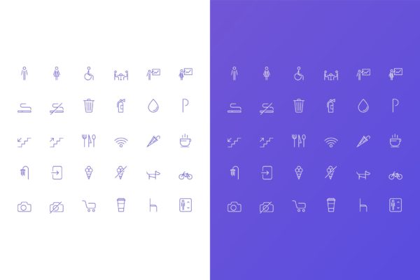 咖啡主题极简设计风格矢量线性图标 Simple Vector Icons Set for Сafe