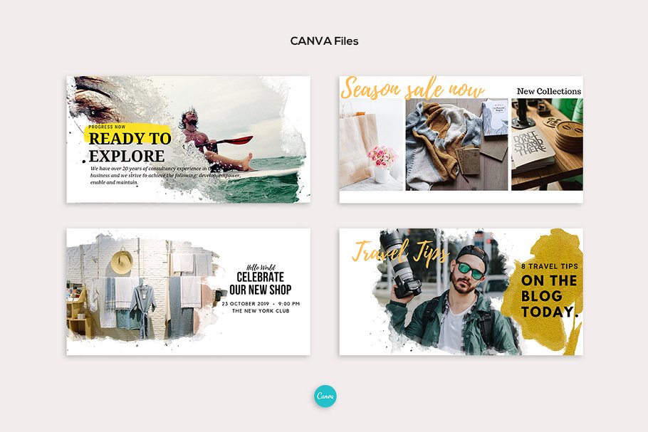 Facebook社交媒体帖子Banner广告水彩画背景叠层插图(10)