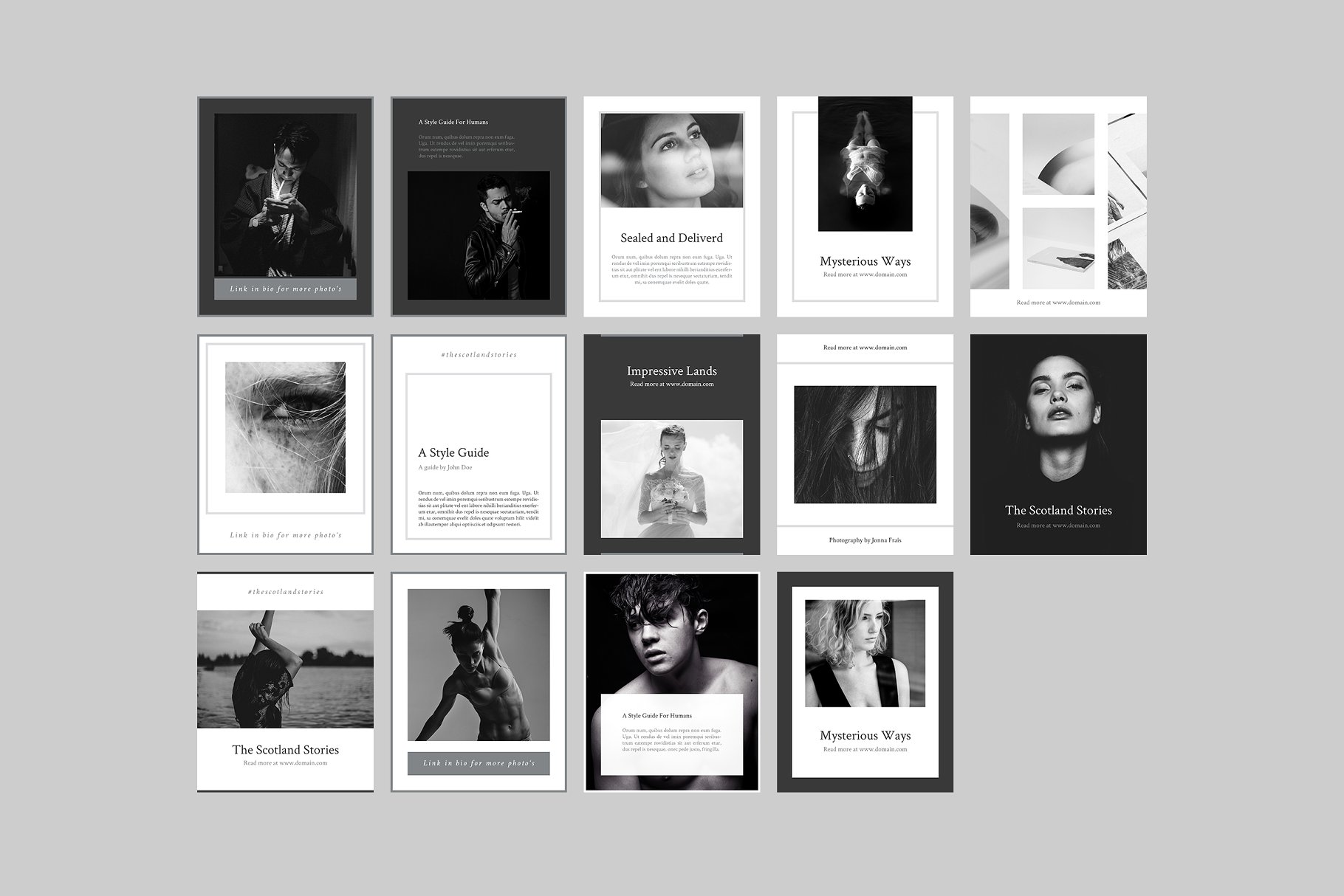 黑白风社交媒体设计素材合集 Scotland Social Media Pack插图(7)