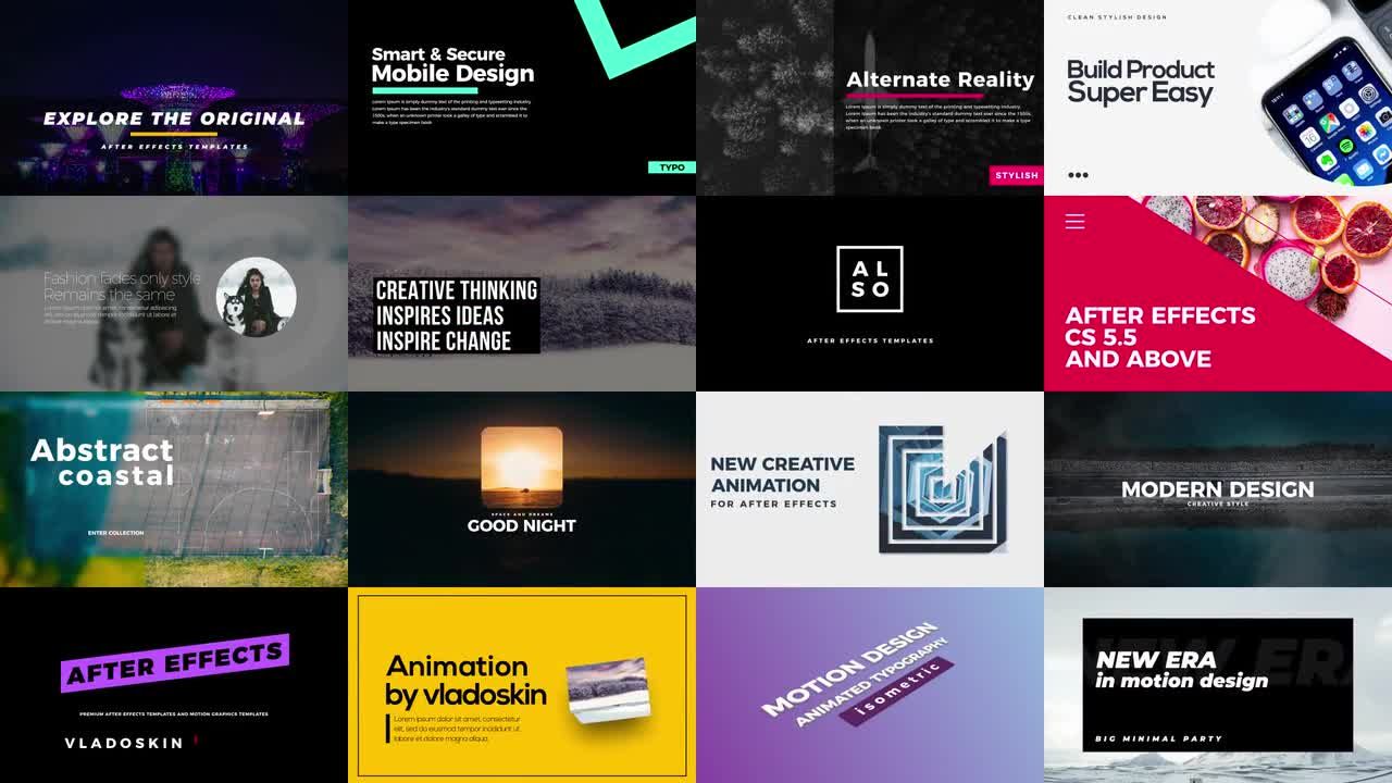 16张动画排版是最好的素材库精选AE模板