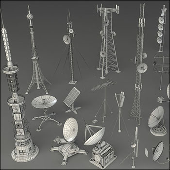 室外天线雷达信号塔素材之家精选3D模型