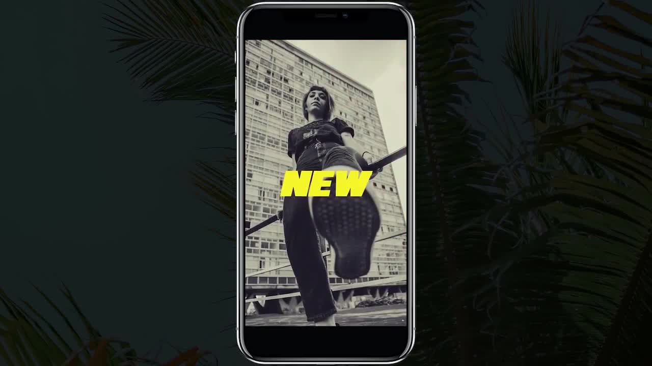 时尚的Instagram故事文字幻灯片失真毛刺效果素材库精选pr模板