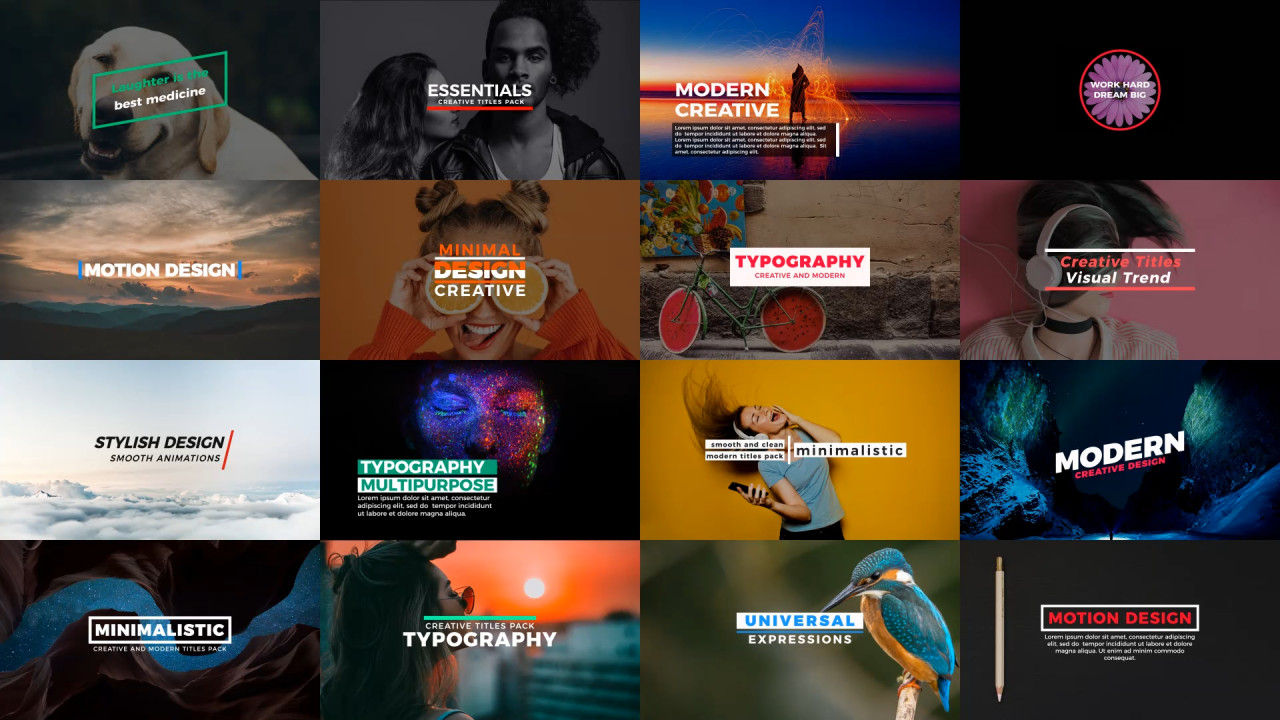 16个时尚设计基本标题素材库精选AE模板