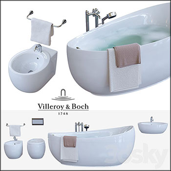 浴室洗脸池浴缸和坐便器素材之家精选3D模型