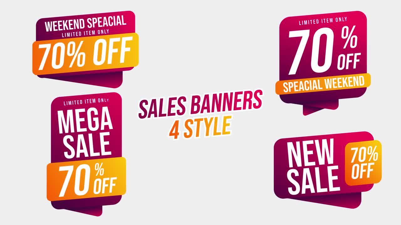 4个独特的销售横幅素材库精选AE模板