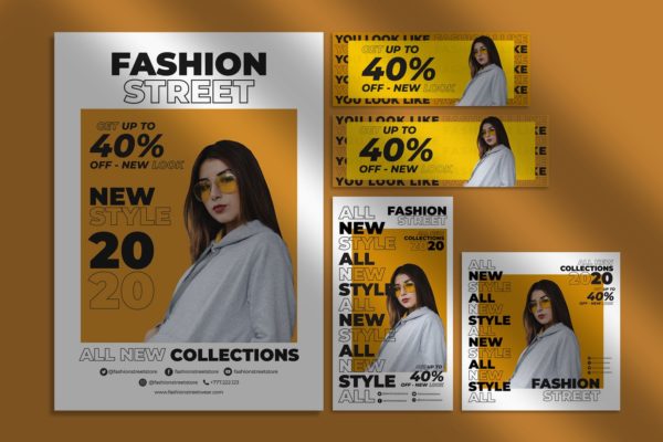 时尚行业促销活动宣传单&amp;社交素材库精选广告模板 Fashion Flyer and Social Media Pack Template