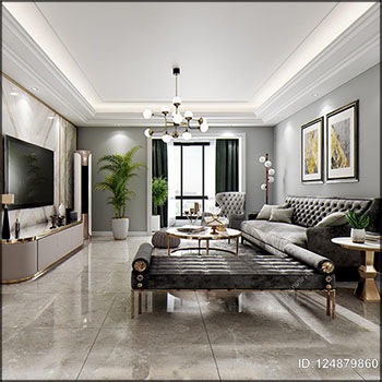 现代客厅餐厅场景玄关素材之家精选3D模型