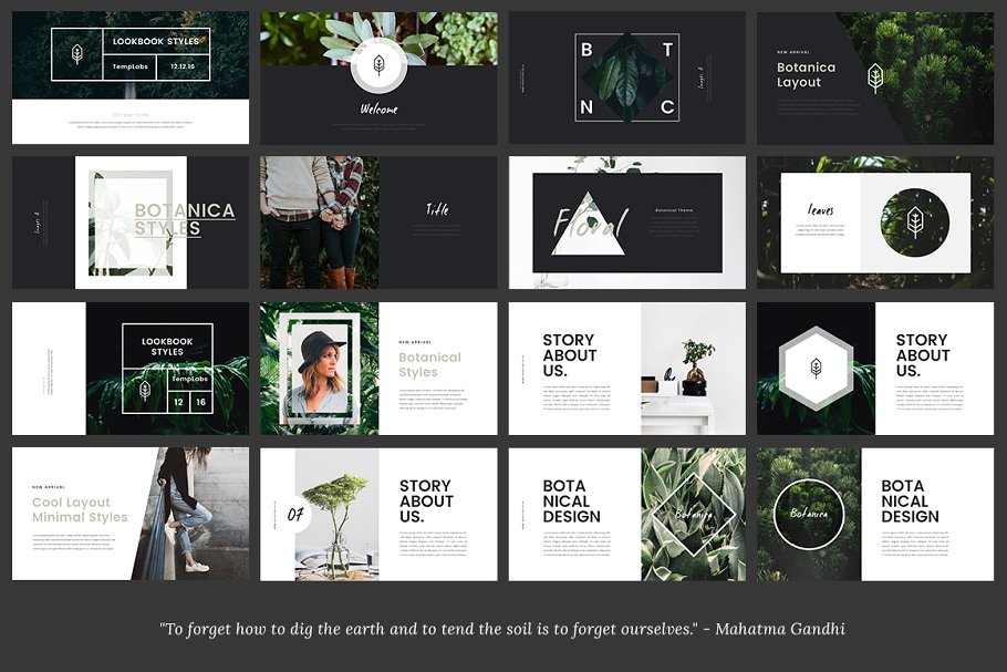 Lookbook风格植物主题Powerpoint模板 FYLORA Lookbook Powerpoint Template插图(3)