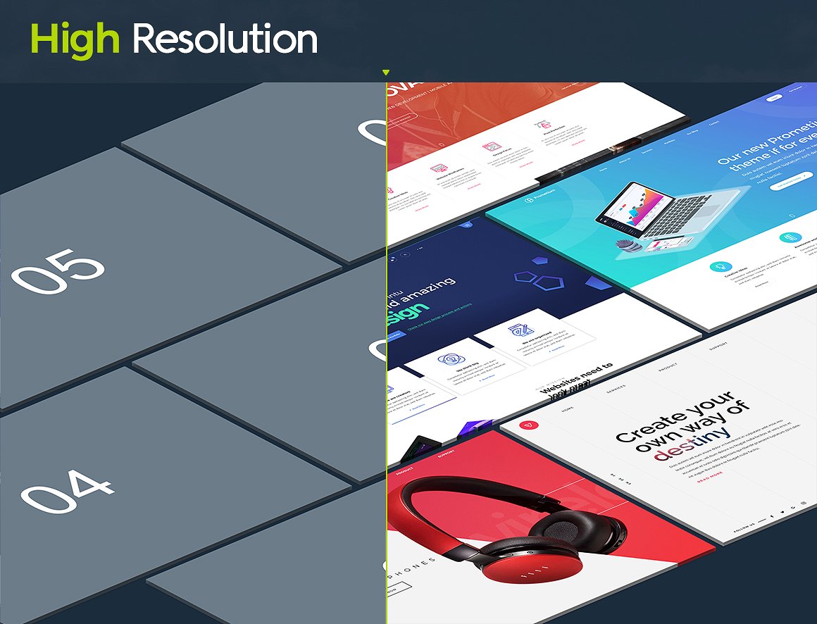 高端大气的透视网站网页设计展示样机Mockups插图(2)