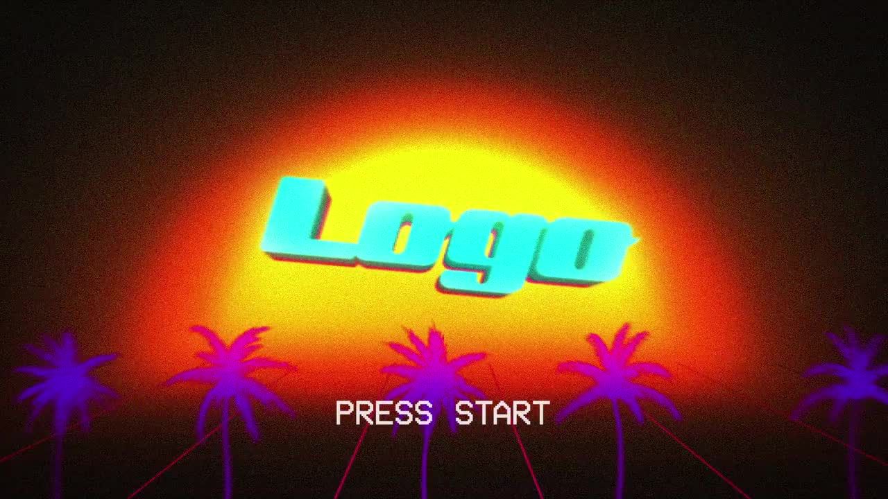 3D复古游戏片头logo展示素材库精选AE模板