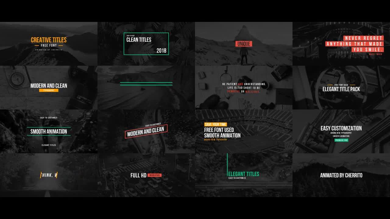 16个创意动画标题素材库推荐PR模板