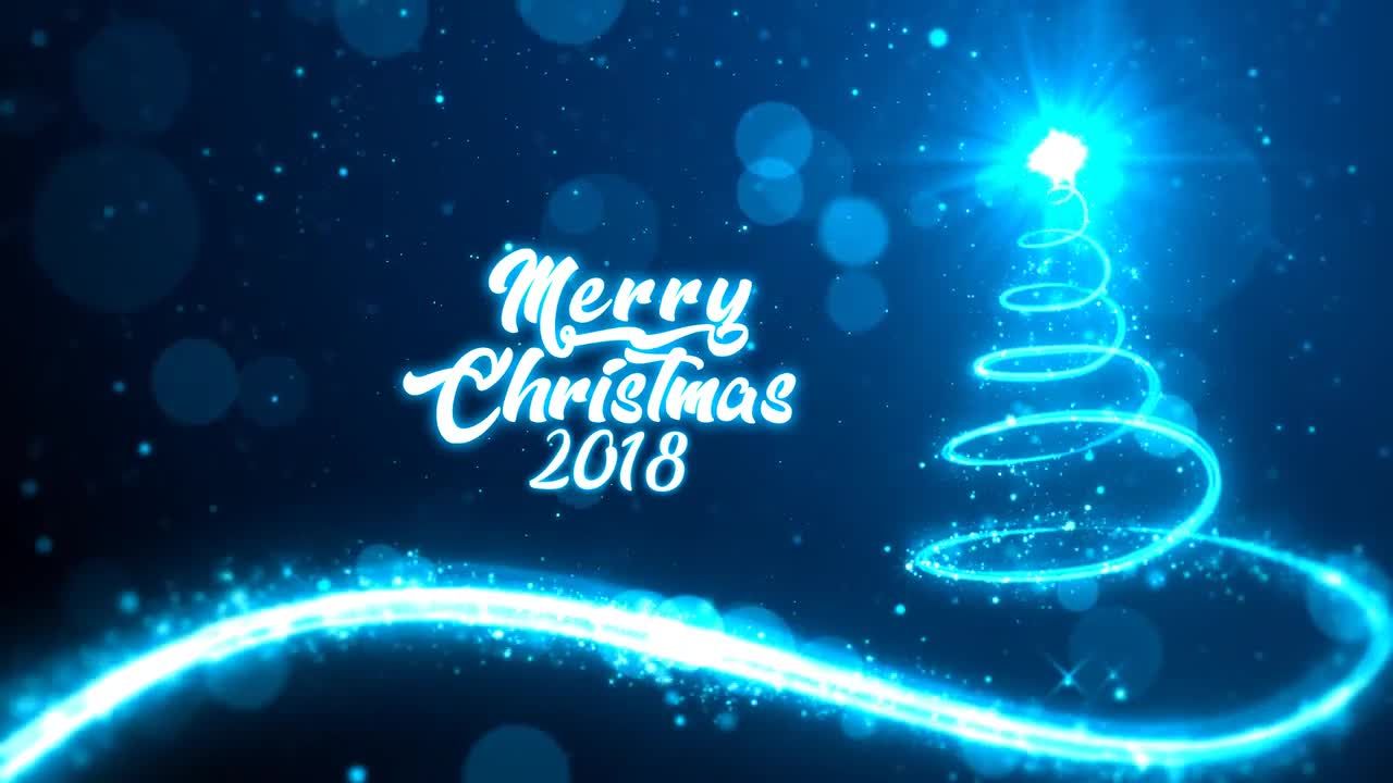 金色闪亮轨迹光线粒子圣诞节祝福片头素材库精选AE模板