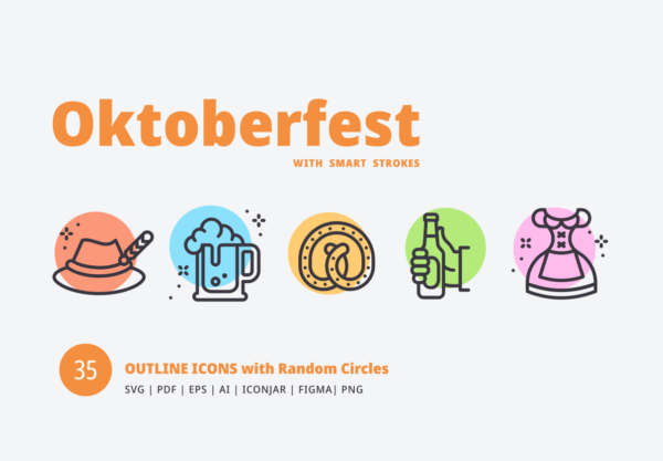 素材库下午茶：慕尼黑啤酒节彩色图标[Ai]