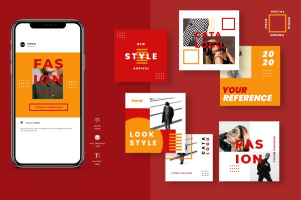 Instagram贴文广告双色调风格设计模板素材库精选 Four Duotone Instagram Post Template