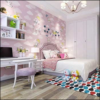 北欧粉色风格儿童房场景素材之家精选3D模型