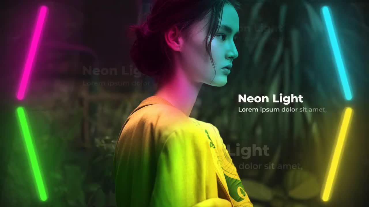 霓虹灯效果旅游幻灯片素材库精选AE模板