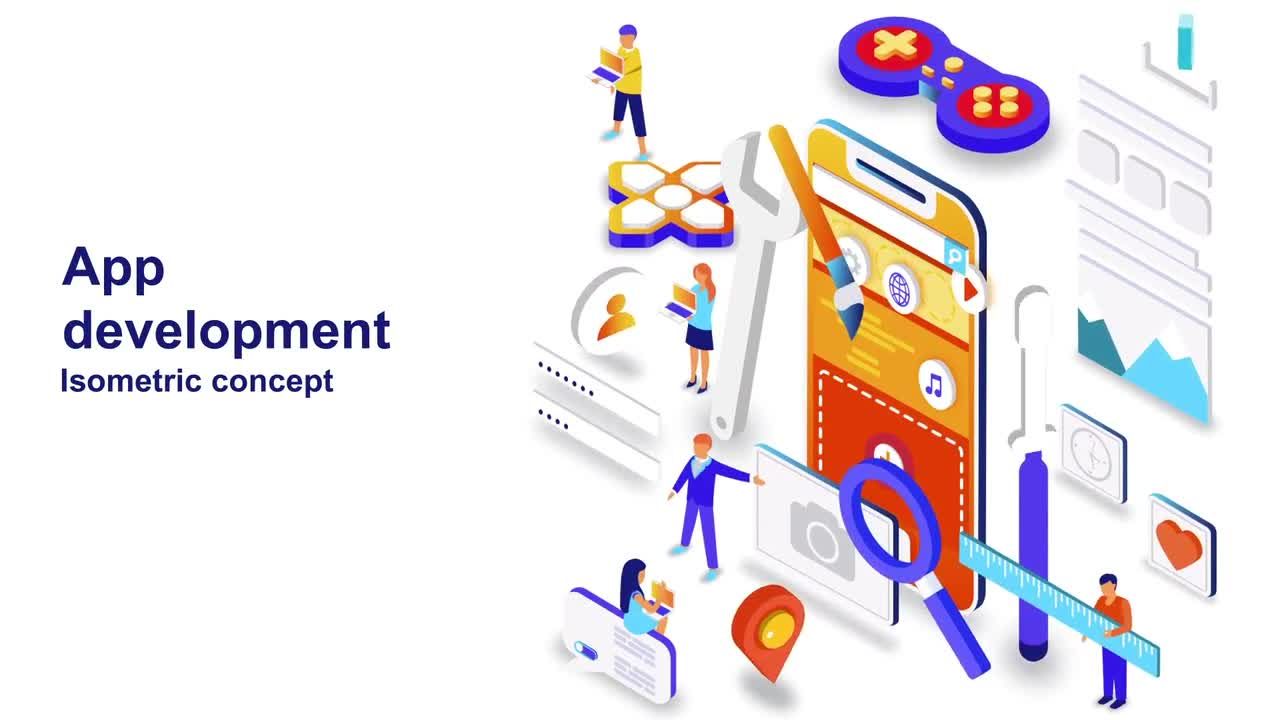 应用程序开发 - 等距概念素材库精选AE模板