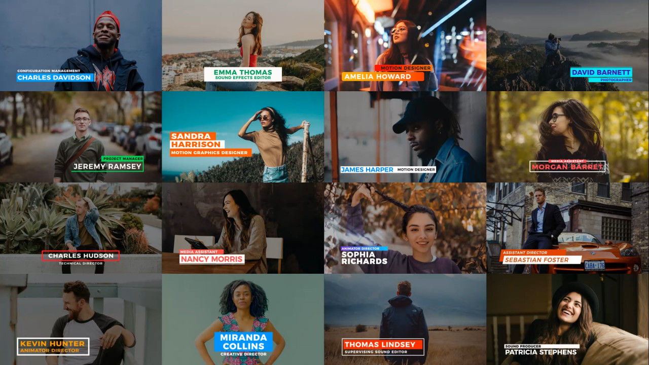 简洁的照片和下三分之一动态文本素材库精选AE模板