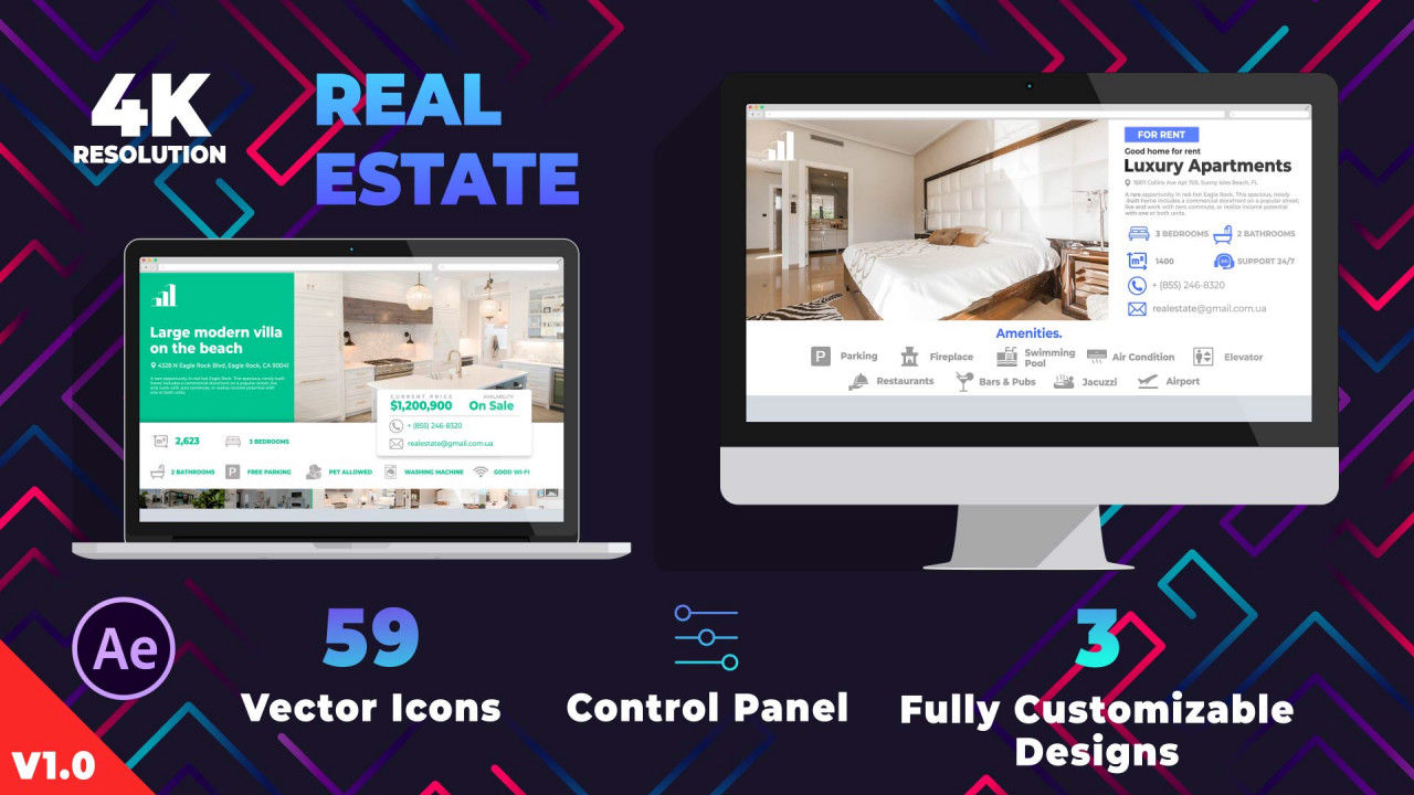 醒目的房地产促销AE视频模板