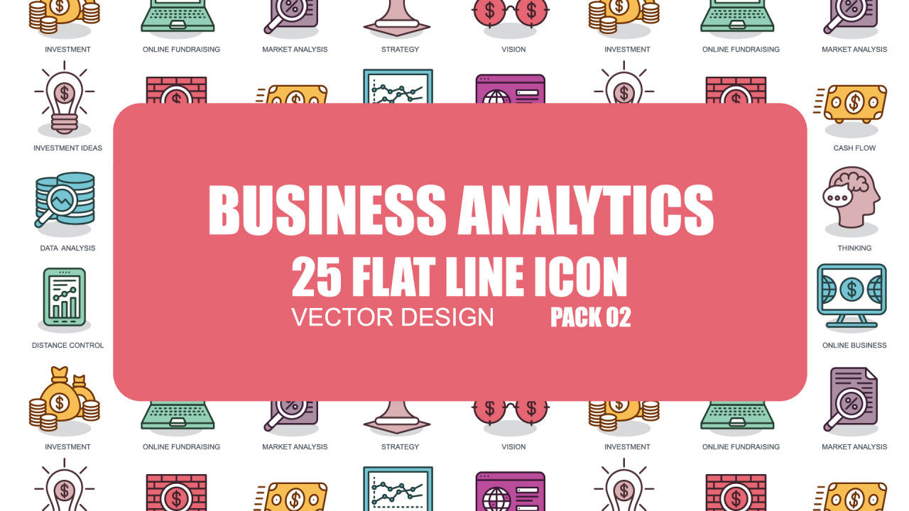 25个专业的业务分析平线图标素材库精选AE模板
