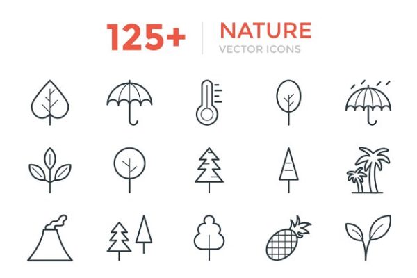 125+自然主题矢量图标 125+ Nature Vector Icons