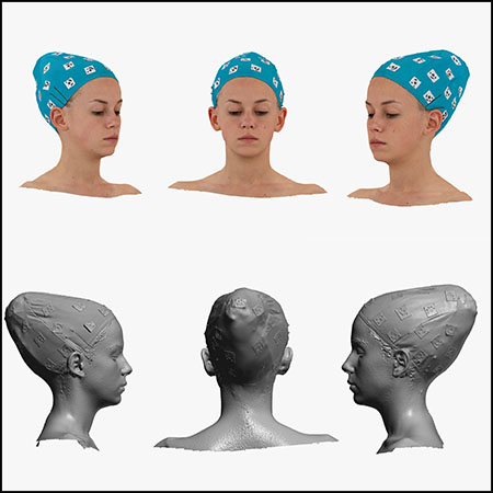 戴着浴帽的男孩头部OBJ格式素材之家精选3D模型