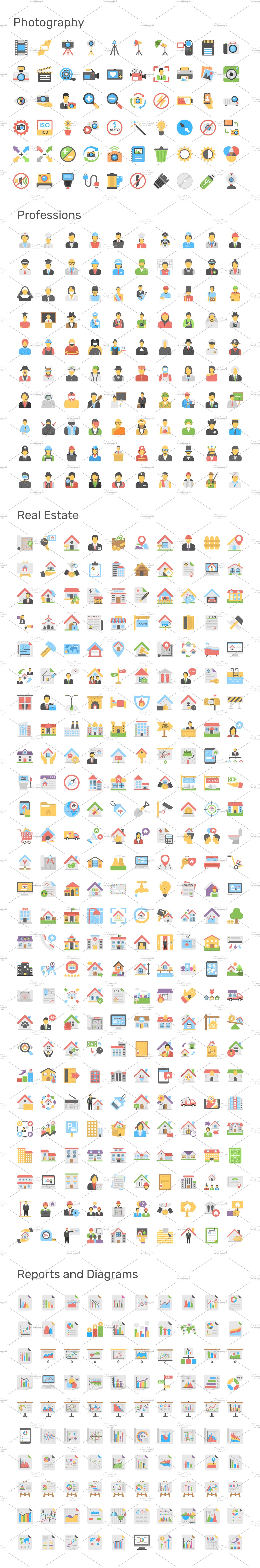 9690枚量贩式扁平化风格图标大礼包 9690 Flat Icons Pack插图(17)