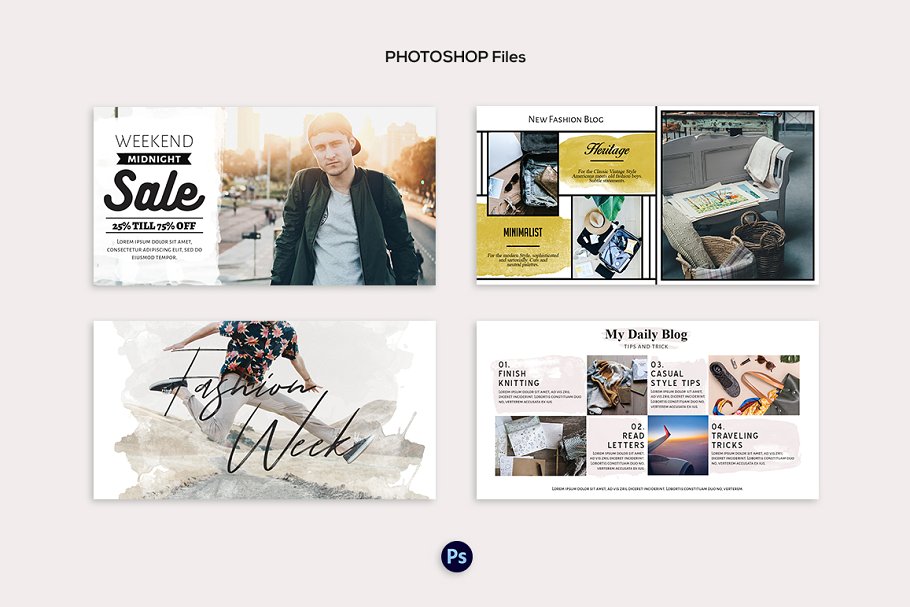 Facebook社交媒体帖子Banner广告水彩画背景叠层插图(6)