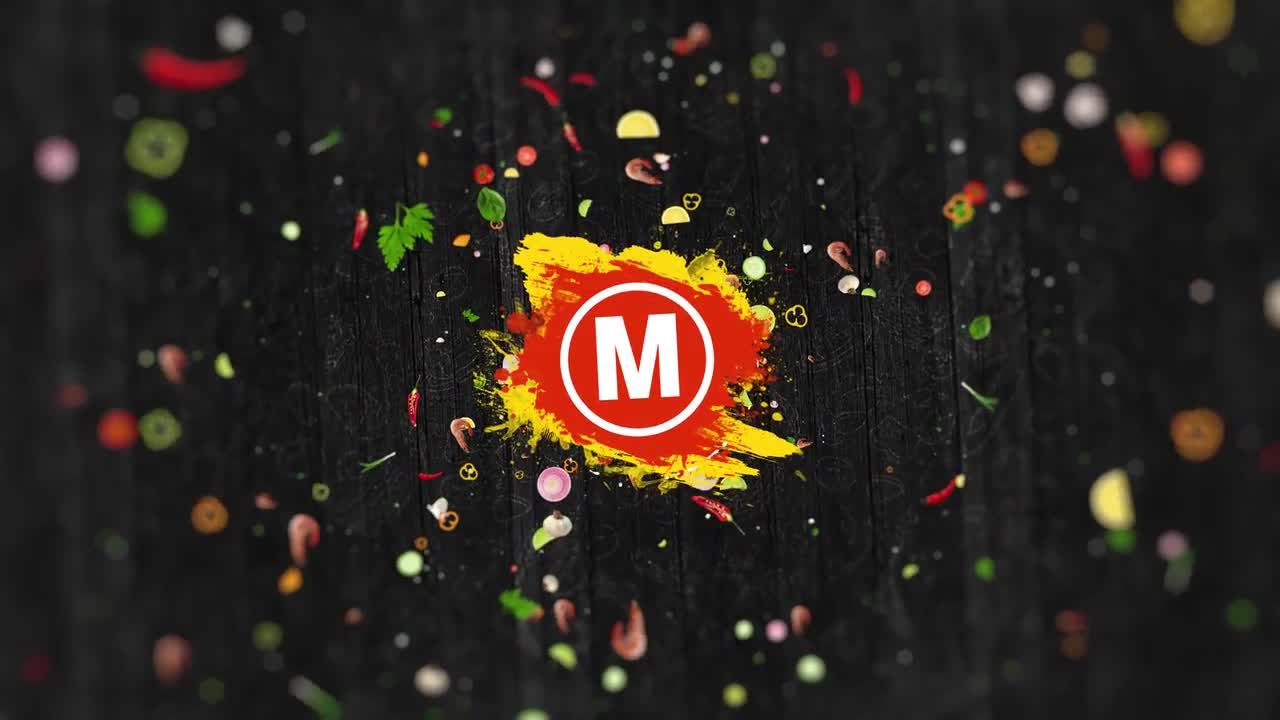 创意动态食物颗粒商业徽标展示素材库精选AE模板