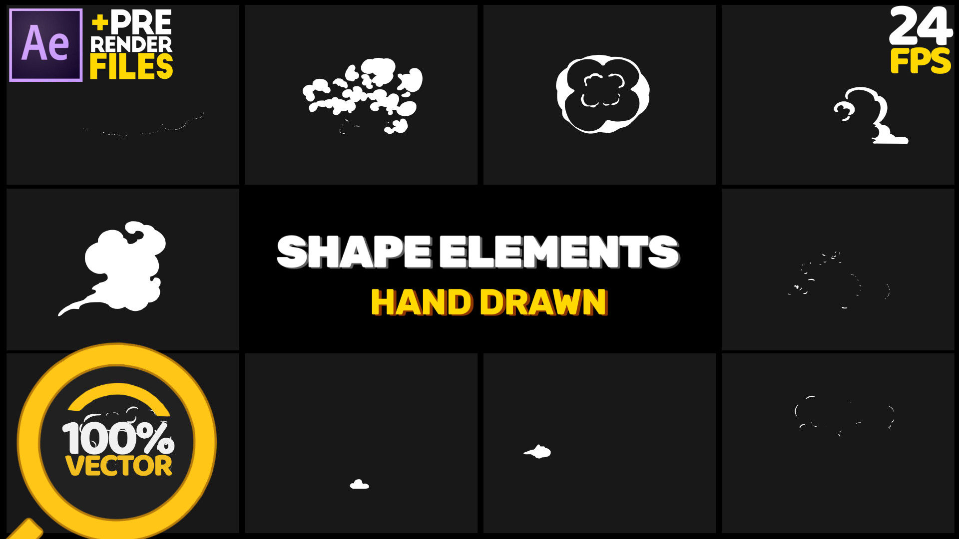 卡通手绘烟雾元素动态动画视频素材库精选AE模板