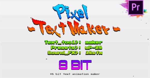 复古怀旧街机游戏毛刺标题字幕素材库精选PR模板 Arcade Text Maker 8bit Glitch Titles | Mogrt