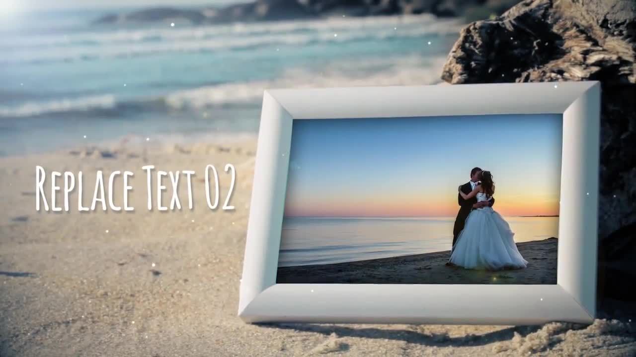 星光闪烁的海滩照片展示片头转场效果素材库精选AE模板