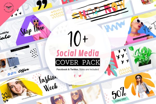 10+社交自媒体新媒体账号主页封面设计模板素材库精选 Social Media Cover Templates