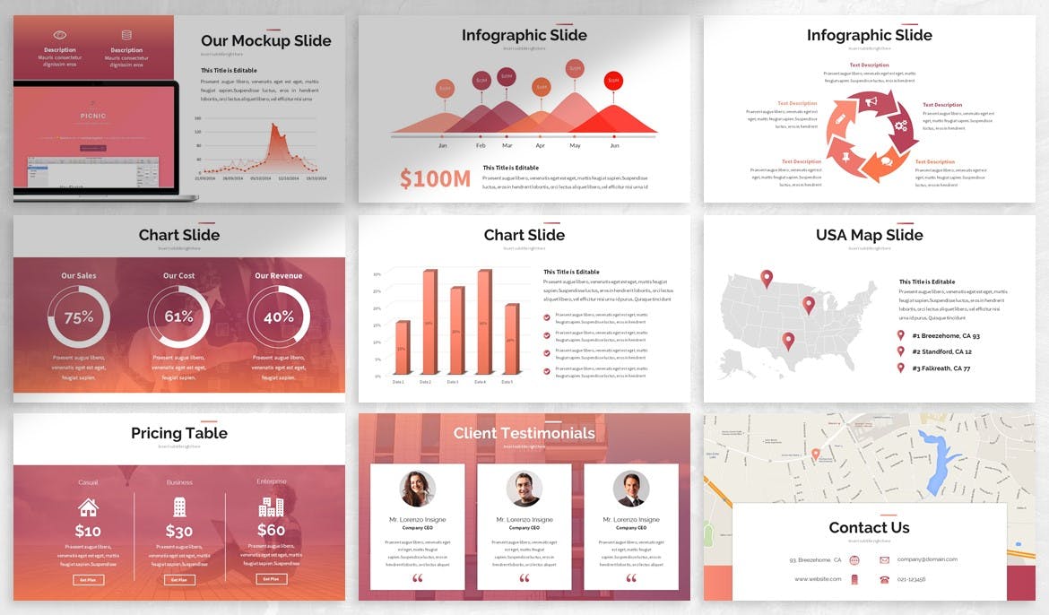 抽象几何渐变色企业融资计划PPT幻灯片模板 Fendrum – Gradient Powerpoint Template插图(3)