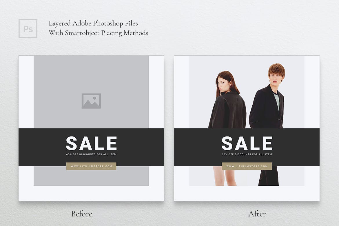 高端时尚品牌社交平台促销推广设计素材 LITHIUM Fashion Social Media Post插图(3)