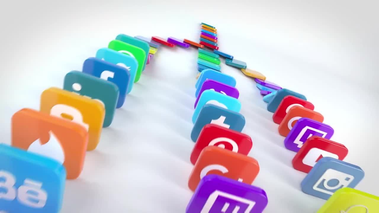 彩色多米诺骨牌标志素材库精选AE模板