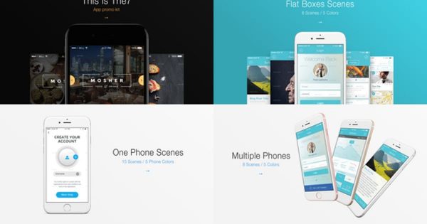 APP UI界面设计演示动态样机素材库精选AE模板 The7 – App Presentation Kit