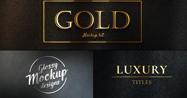金色光泽Logo和标题演示视频素材库精选AE模板 Gold Mockup Kit – Glossy Logo &amp; Titles