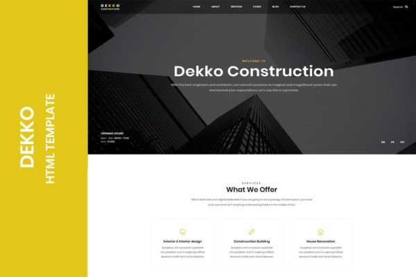 建筑公司企业网站建设HTML5模板素材库精选 Dekko – Construction HTML5 Template