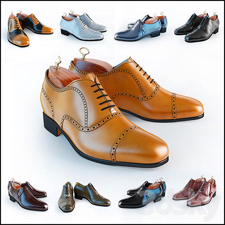 3种样式的男式皮鞋素材之家精选3D模型