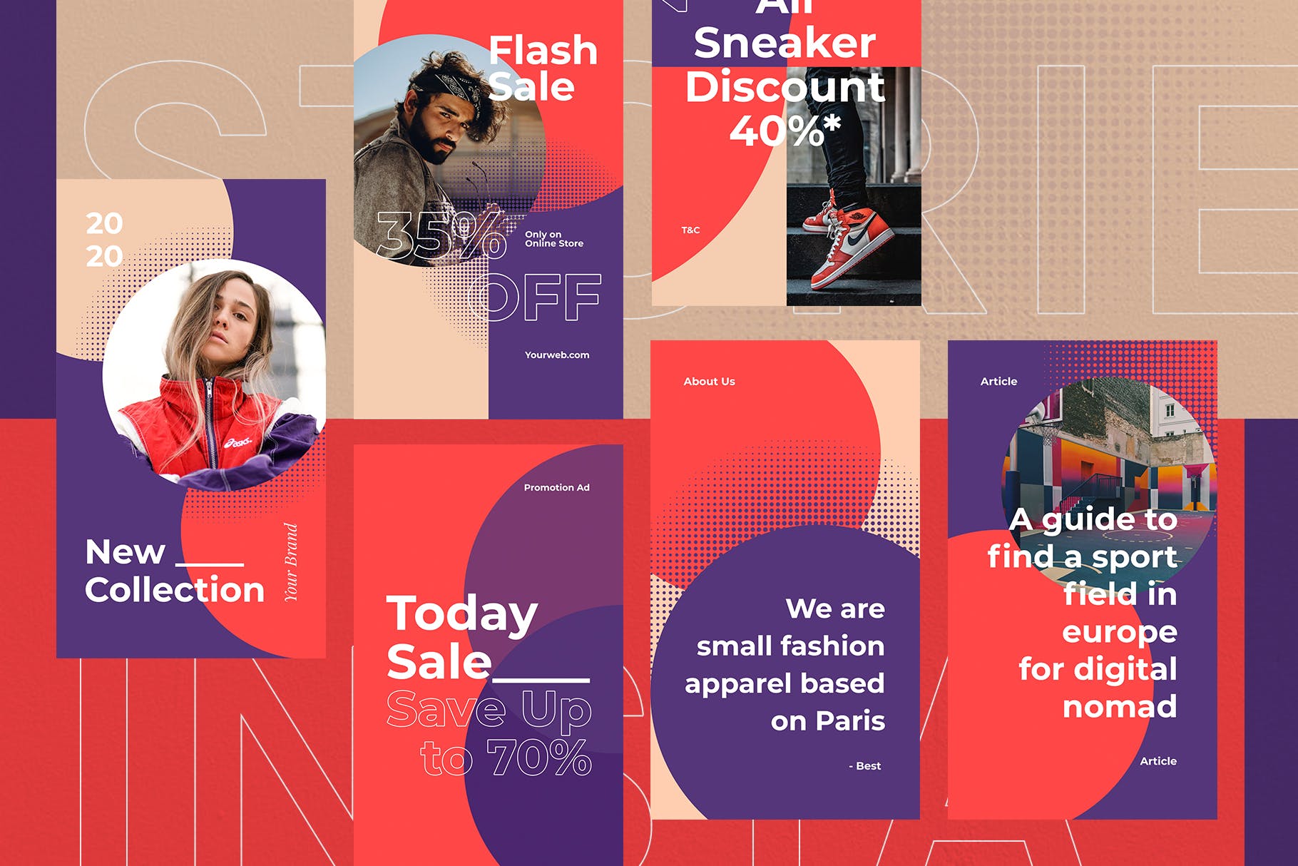 流行风格Instagram社交媒体品牌故事推广设计模板素材库精选 Sporta – Instagram Stories Template插图(3)