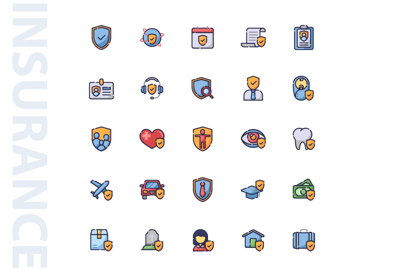 25枚保险行业填充素材库精选图标设计素材 Insurance Filled插图(3)