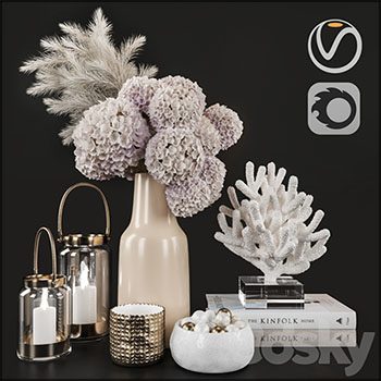 干花珊瑚蜡烛书本等装饰品素材之家精选3D模型