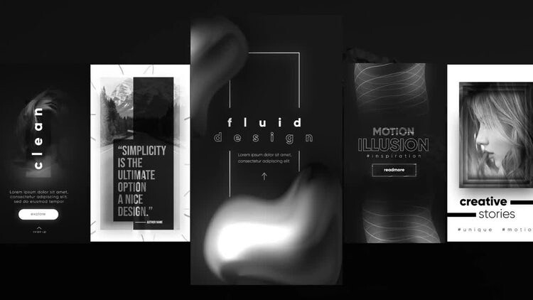 5个经典简洁的黑白Instagram故事素材库精选AE模板