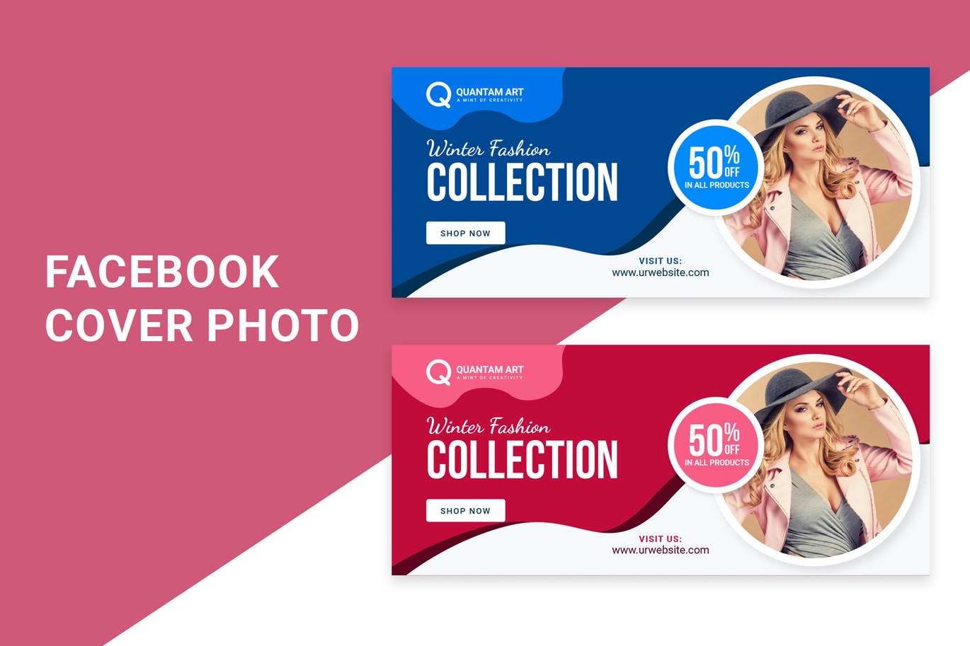 冬季年终大促Facebook封面设计模板素材库精选 Winter Season Sale| facebook cover template插图