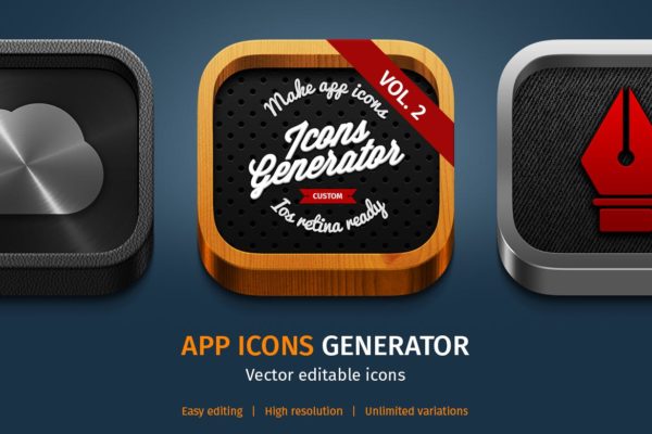 3D/2D&amp;扁平设计风格APP素材库精选图标生成器v2 App Icons Generator vol. 2