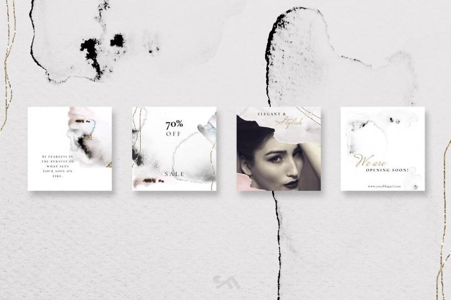 充满活力的水彩风格Instagram故事模板素材库精选插图(6)